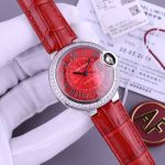 Cartier 33MM In Diameter 316L Steel NH05 Movement Red Dial Watch